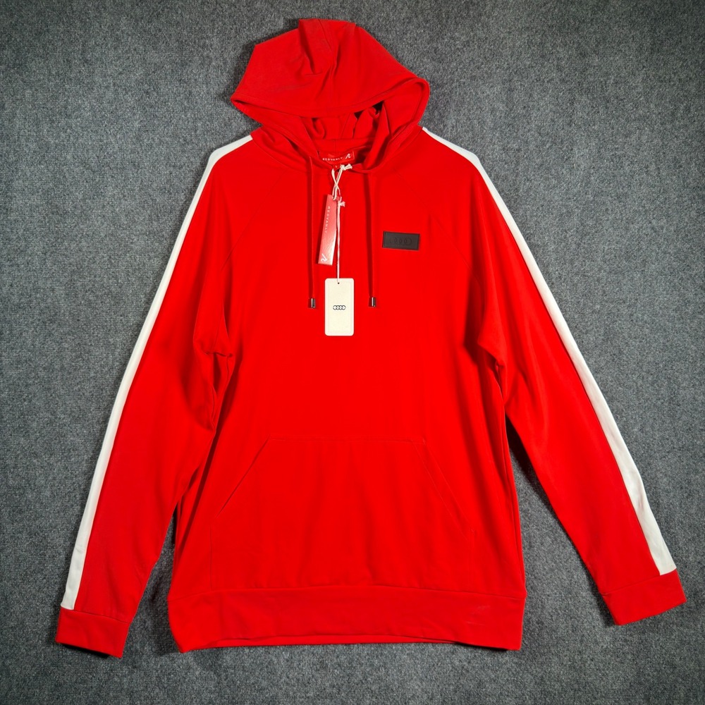 Redvanly Audi Collection Hoodie Mens Large Red White Lightweight Pullover